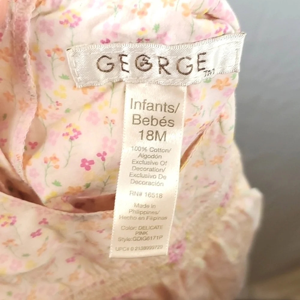 Vintage George‎ Pink Smocked Floral Cottagecore Dress